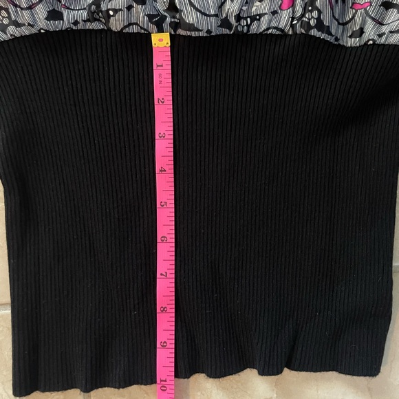 NY Collection Pink and Black Floral Blouse with Fitted Waist - Picture 8 of 9